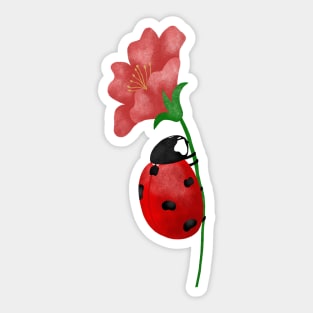 Ladybug on flower Sticker